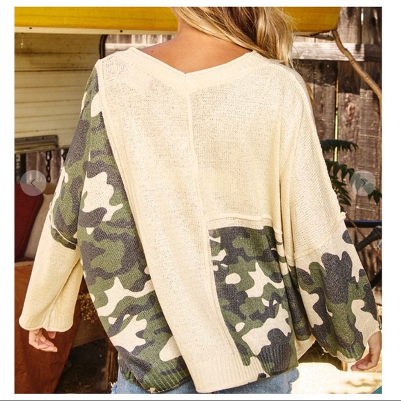 Camouflage Color Blocked relax fit Sweater - Picture 6 of 7